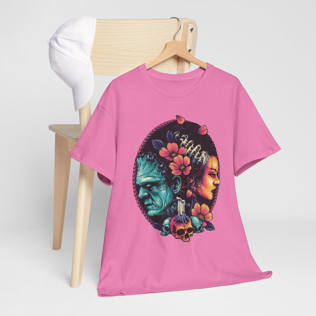 T-Shirt — Dual Faces Floral Skull Design (Day of the Dead Inspired)