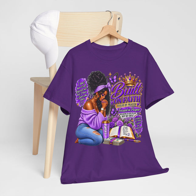 Built On Faith T-Shirt — Black Woman Praying Graphic Tee ("Built on Faith")