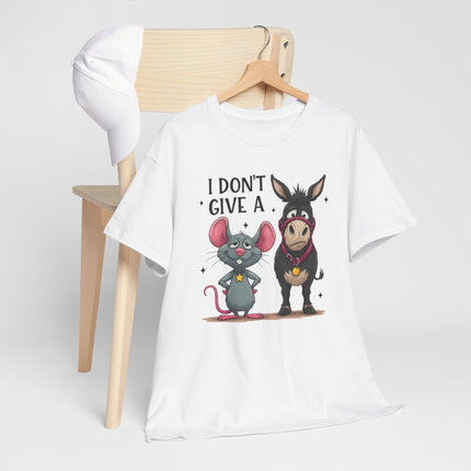 T-Shirt — “I Don’t Give A…” Funny Donkey & Mouse Graphic Tee