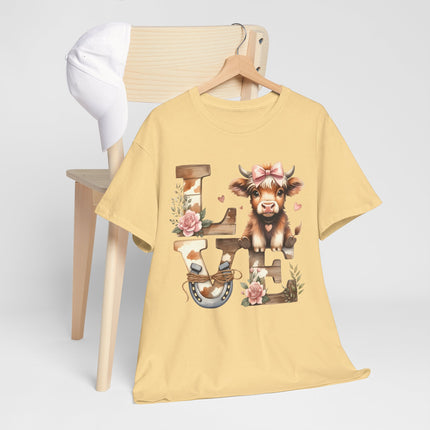 Love Farm Cow T-Shirt — Floral Cow "LOVE" Graphic Tee