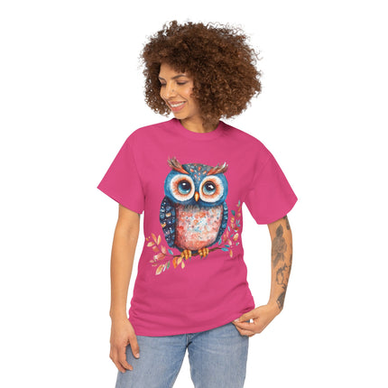 Boho Owl Watercolor T-Shirt Cute Forest Bird Graphic Fall Leaves Nature Art Unisex Tee Rustic Woodland Shirt Gift Ideas!
