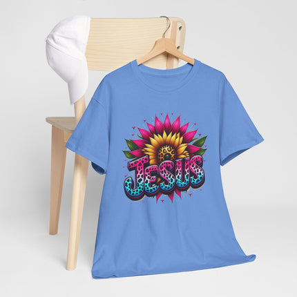 Jesus Floral Sunflower T-Shirt — Colorful Faith Graphic Tee