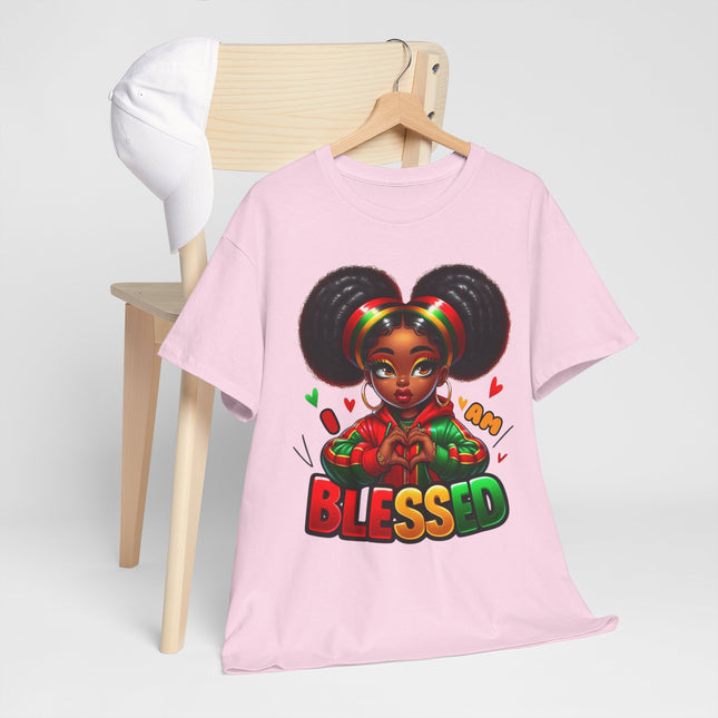 Blessed Girl Graphic Tee — Afro Puffs Rasta Colors