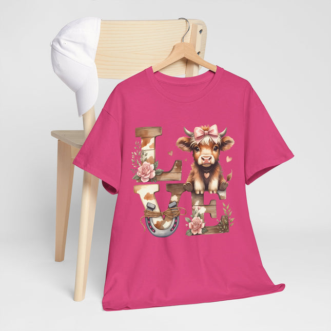 Love Farm Cow T-Shirt — Floral Cow "LOVE" Graphic Tee