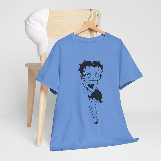 Retro Cartoon Character Graphic Tee - Classic Pin-Up Silhouette