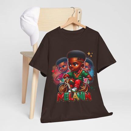 Melanin Kids Bike Graphic Tee — Retro Urban Proud Black Culture T‑Shirt
