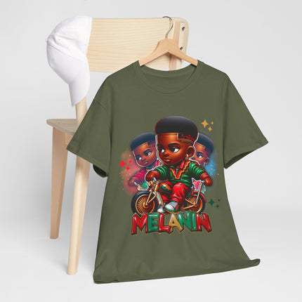 Melanin Kids Bike Graphic Tee — Retro Urban Proud Black Culture T‑Shirt