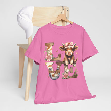 Love Farm Cow T-Shirt — Floral Cow "LOVE" Graphic Tee
