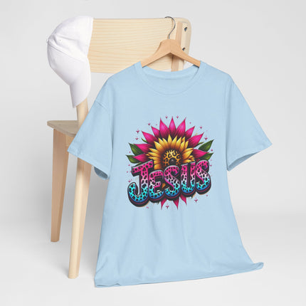 Jesus Floral Sunflower T-Shirt — Colorful Faith Graphic Tee