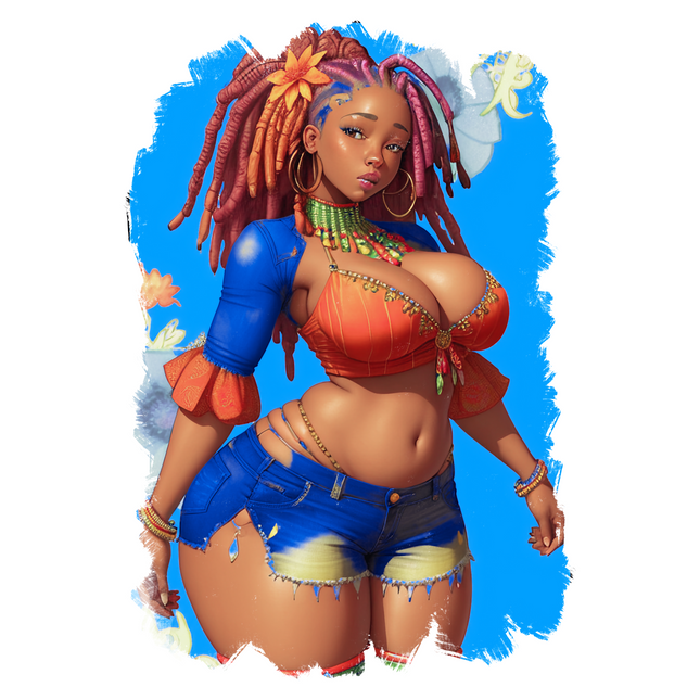Island Girl with Locs #9 – Eco Solvent Heat Transfers & Ready to Press Eco Solvent Transfers Style Junction – Custom Digital Designs & Apparel