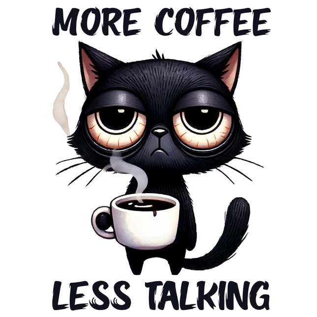 More Coffee Less Talking Cat – DTF Heat Transfers DTF Transfers Style Junction – Custom Digital Designs & Apparel