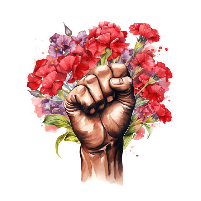 Power Fist Amidst Roses DTF Heat Transfers DTF Transfers Style Junction – Custom Digital Designs & Apparel