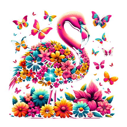 Vibrant Floral Flamingo Eco Solvent or Sublimation Heat Transfer