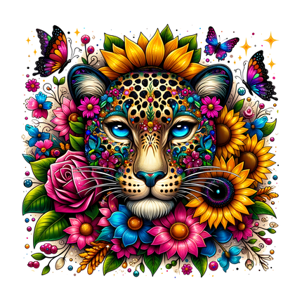 Leopard Floral Art Print Eco Solvent or Sublimation Heat Transfer