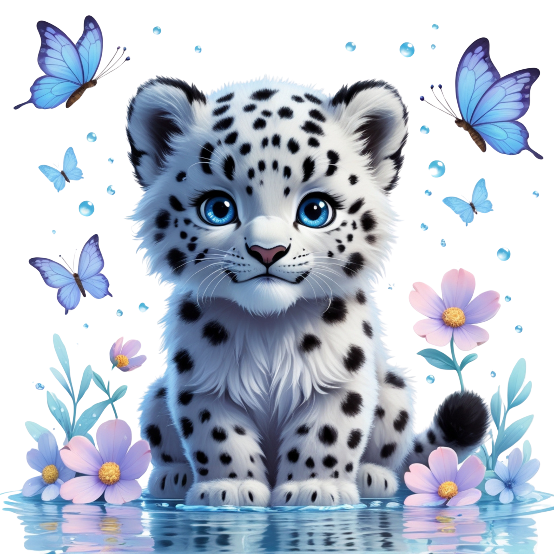 Baby Snow Leopard with Blue Eyes – DTF Heat Transfers #1 DTF Transfers Style Junction – Custom Digital Designs & Apparel