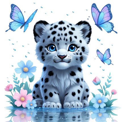 Baby Snow Leopard with Blue Eyes – DTF Heat Transfers #2 DTF Transfers Style Junction – Custom Digital Designs & Apparel