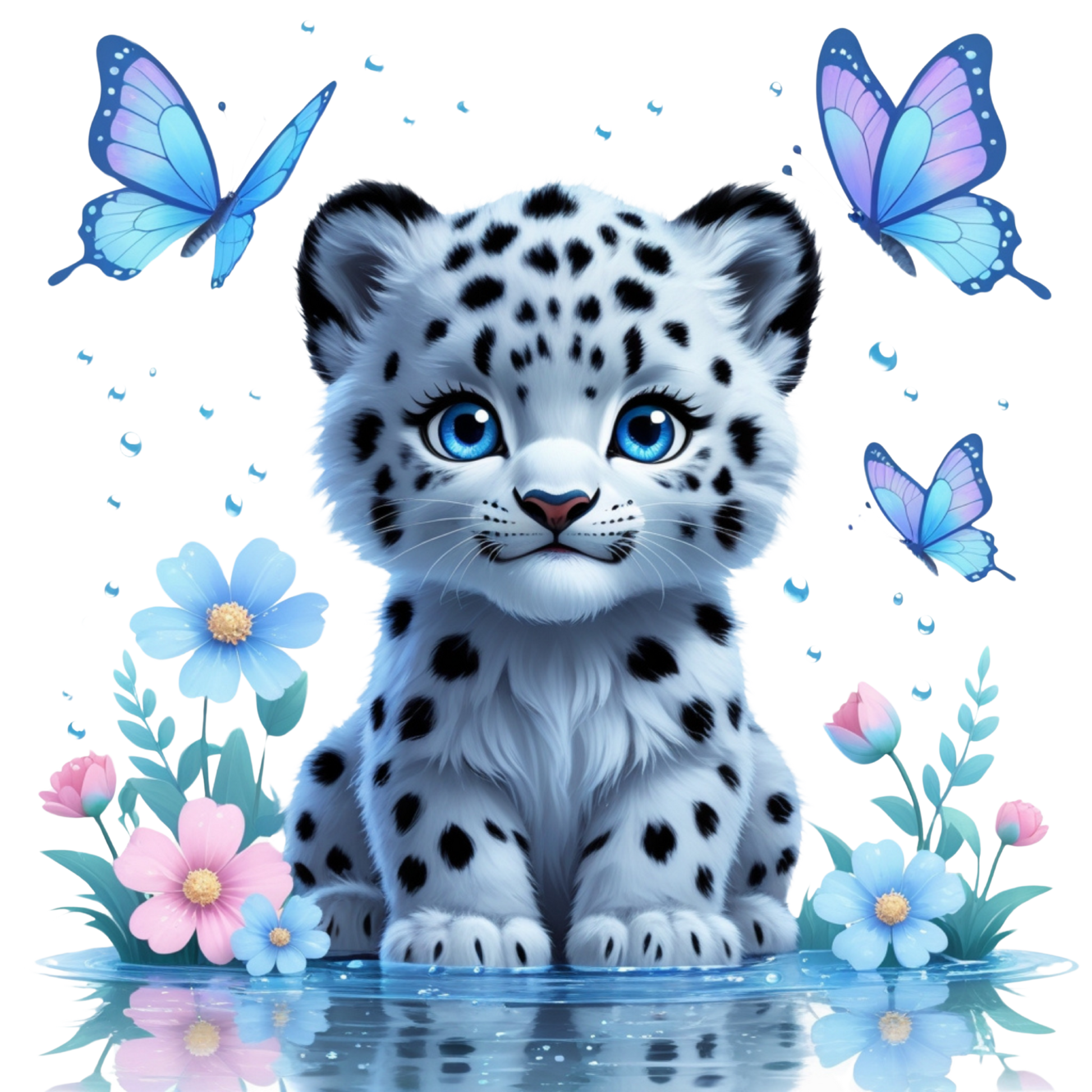 Baby Snow Leopard with Blue Eyes – DTF Heat Transfers #2 DTF Transfers Style Junction – Custom Digital Designs & Apparel