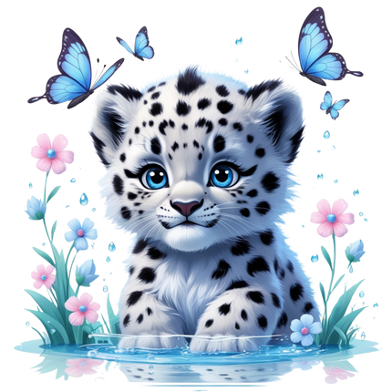 Baby Snow Leopard with Blue Eyes – DTF Heat Transfers #3 DTF Transfers Style Junction – Custom Digital Designs & Apparel
