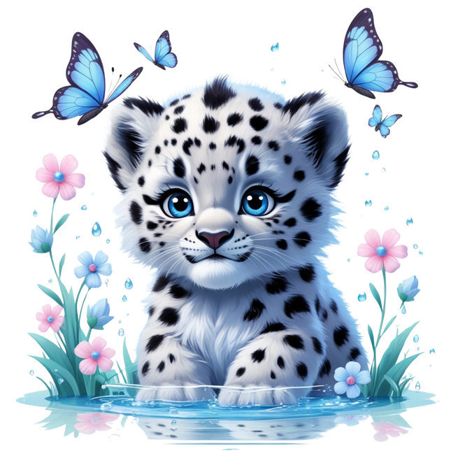 Baby Snow Leopard with Blue Eyes – DTF Heat Transfers #3 DTF Transfers Style Junction – Custom Digital Designs & Apparel