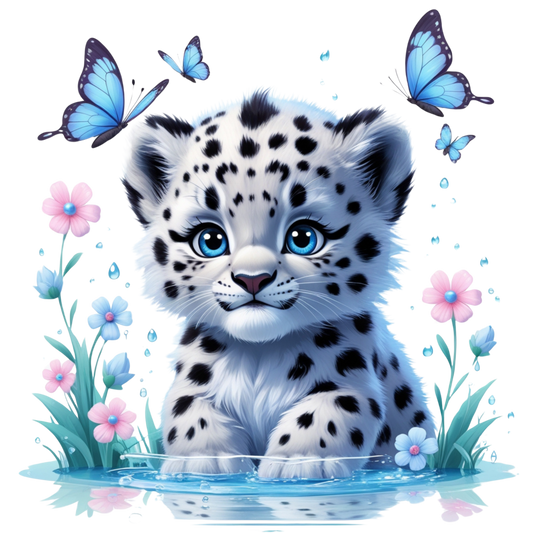 Baby Snow Leopard with Blue Eyes – DTF Heat Transfers #3 DTF Transfers Style Junction – Custom Digital Designs & Apparel