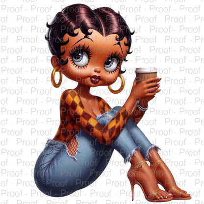 African American Betty Boop-Digital Download Digital File Style-Junction Custom Designs & Prints