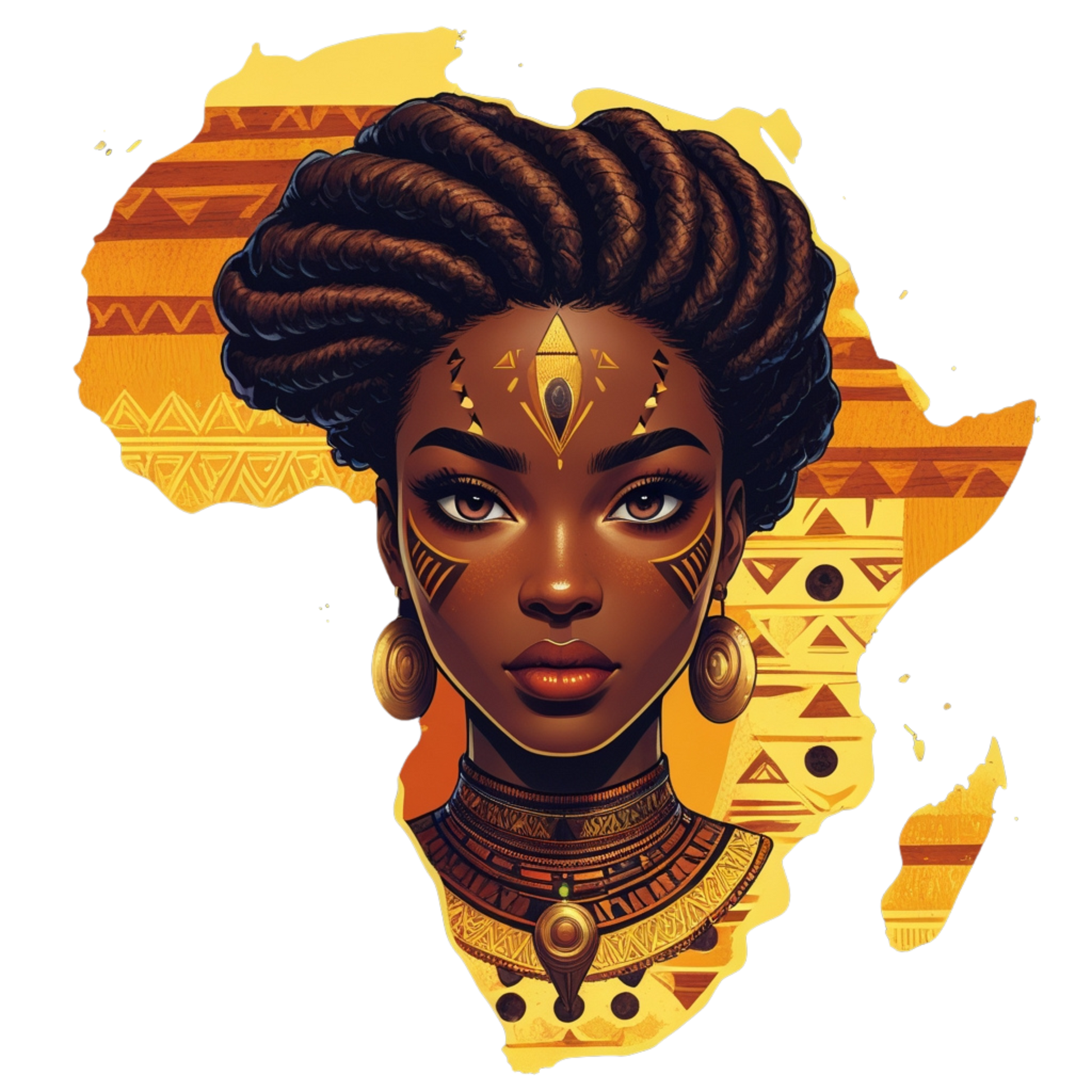 Afrocentric Queen with Africa Map – DTF Heat Transfers #5 DTF Transfers Style Junction – Custom Digital Designs & Apparel