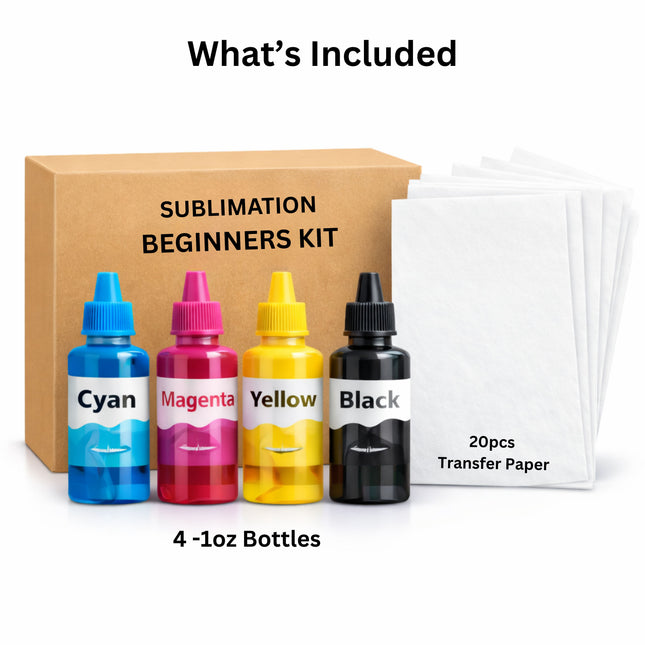 Sublimation Starter Kit – CMYK Ink & 20 Sheets Paper for DIY Crafters