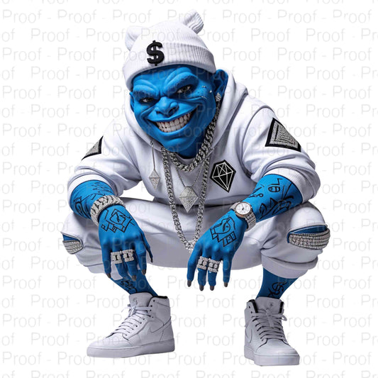 Blue Diamond Hustler Digital Art Duo | Hip-Hop Inspired Character | High-Resolution Download Digital File Style-Junction Custom Designs & Prints