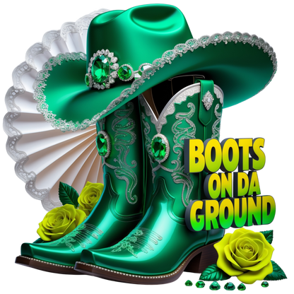 Boots on Da Ground Green Western DTF Heat Transfers DTF Transfers Style Junction – Custom Digital Designs 1 Pocket 4 x 4