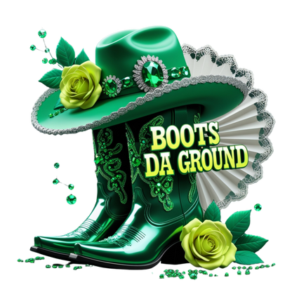Boots on Da Ground Green Western DTF Heat Transfers DTF Transfers Style Junction – Custom Digital Designs 3 Pocket 4 x 4