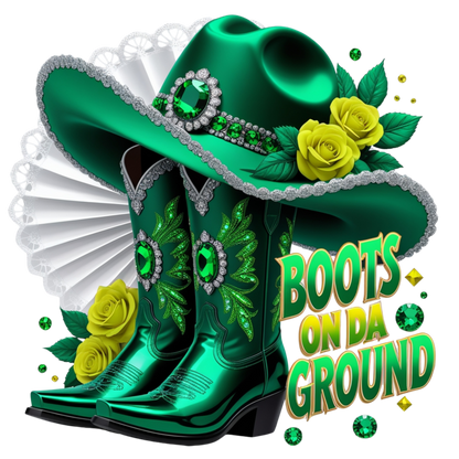 Boots on Da Ground Green Western DTF Heat Transfers DTF Transfers Style Junction – Custom Digital Designs 5 Pocket 4 x 4