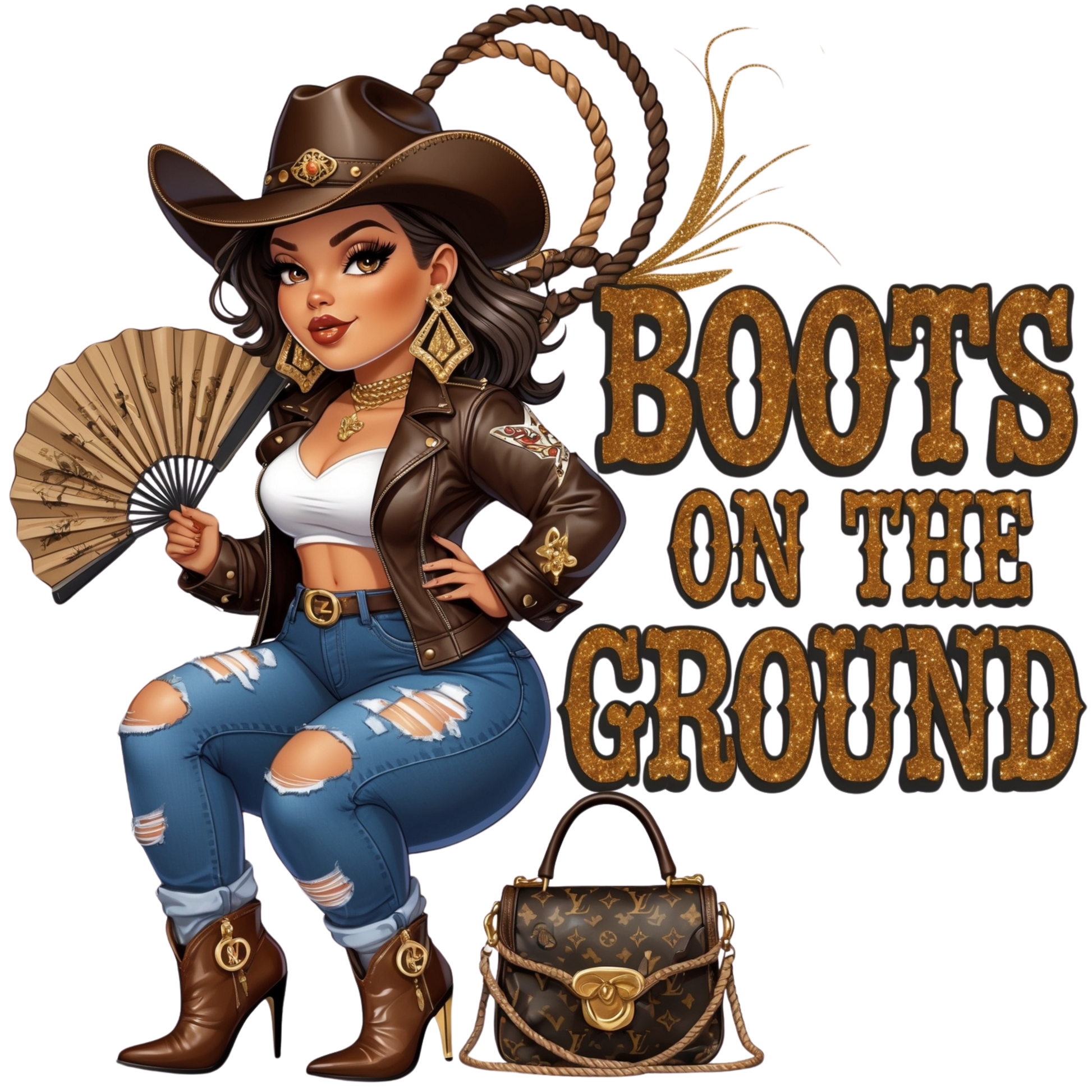 Boots on the Ground Curvy Cowgirl DTF Heat Transfers DTF Transfers Style Junction – Custom Digital Designs 1 Pocket 4 x 4