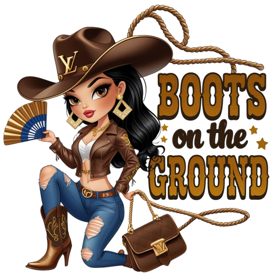 Curvy Brown Cowgirl Sitting with Fan – DTF Heat Transfers #4 DTF Transfers Style Junction – Custom Digital Designs & Apparel