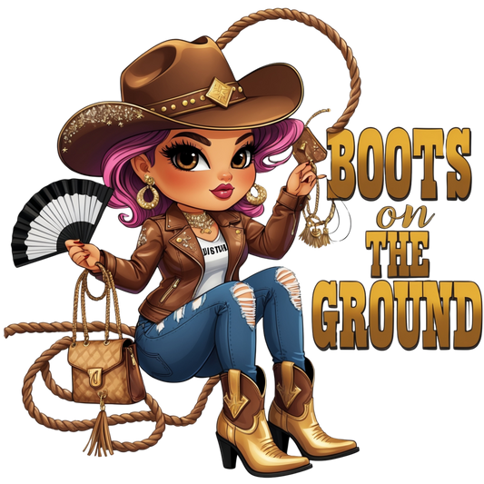 Curvy Brown Cowgirl Sitting with Fan – DTF Heat Transfers #5 DTF Transfers Style Junction – Custom Digital Designs & Apparel