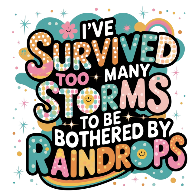 I've Survived Too Many Storms Graphic – DTF Heat Transfers #5 DTF Transfers Style Junction – Custom Digital Designs & Apparel