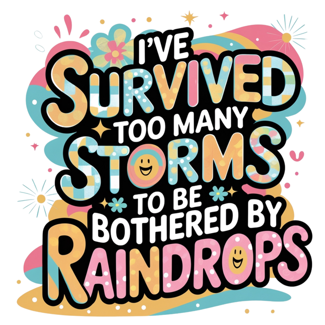 I've Survived Too Many Storms Graphic – DTF Heat Transfers #3 DTF Transfers Style Junction – Custom Digital Designs & Apparel