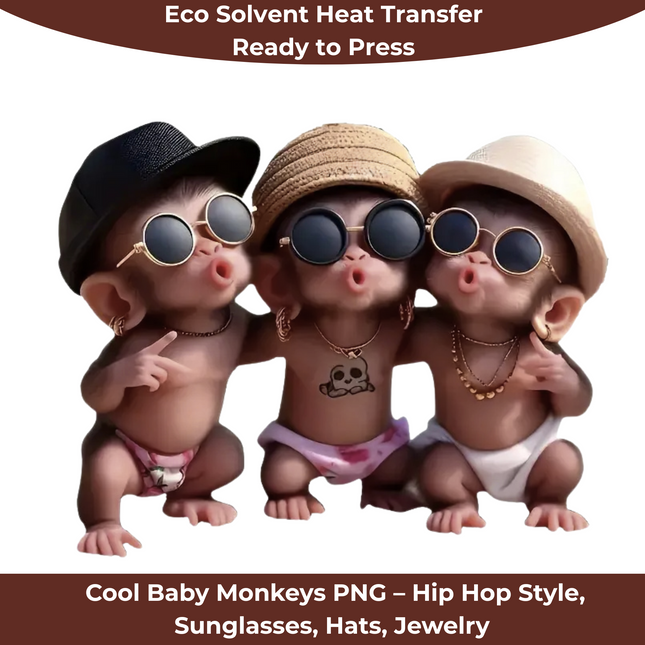 Cool Baby Monkeys Eco Solvent Heat Transfers & Ready to Press