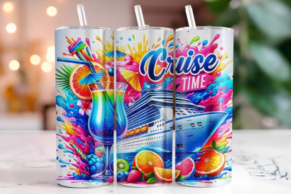 Cruise Time Tumbler Wrap PNG – 20oz Sublimation Design, Tropical Vacation Tumbler Wrap, Summer Cocktail Drink Digital Download, Beach Travel Cup Wrap Tumbler Wraps Style-Junction Custom Designs & Prints