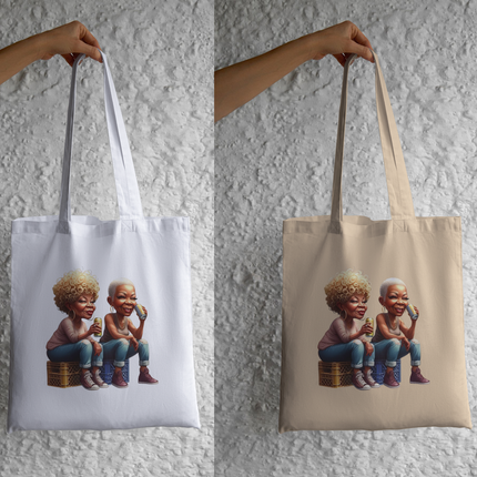 Sista's Just Chilling Eco Solvent Heat Transfer by Style Junction Custom Digital Designs features stylish older women relaxing with drinks.