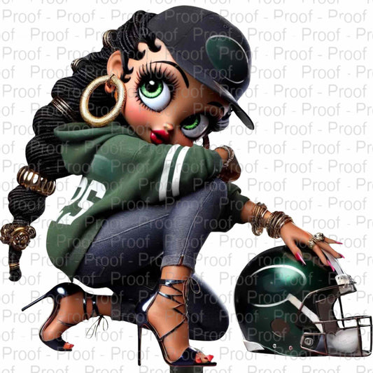 Football Betty In Green-1 Digital File Digital File Style-Junction Custom Designs & Prints