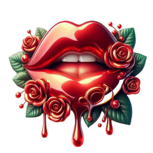 Glossy Red Lips & Roses Drip Design – DTF Heat Transfers #2 DTF Transfers Style Junction – Custom Digital Designs & Apparel