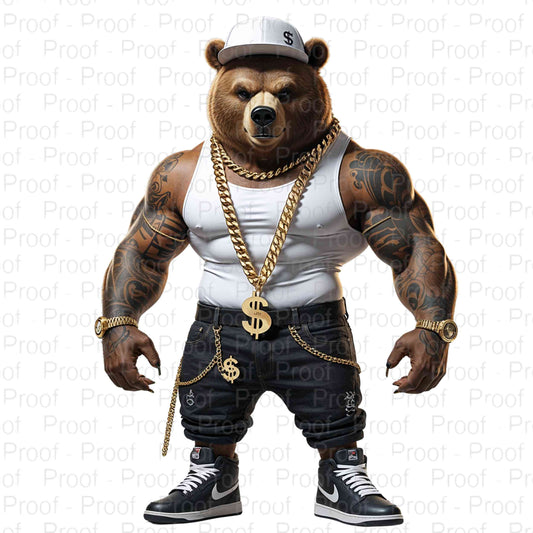 Gold-Chain Gang Bear Duo | 2 High Resolution Files- Digital Download Digital File Style-Junction Custom Designs & Prints