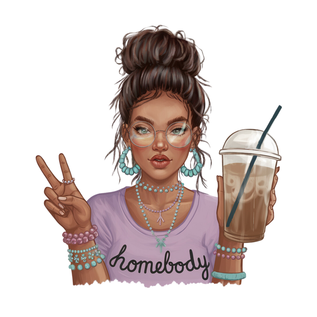 Homebody Peace & Iced Coffee Girl – DTF Heat Transfers DTF Transfers Style Junction – Custom Digital Designs & Apparel