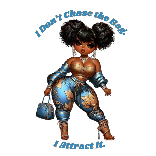 I Don’t Chase the Bag Blue & Gold Curvy Queen – DTF Heat Transfers #1 DTF Transfers Style Junction – Custom Digital Designs & Apparel