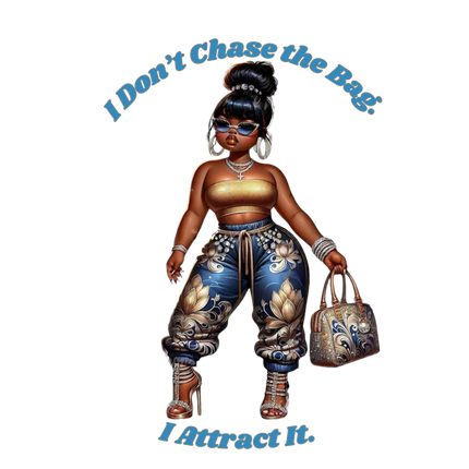 I Don’t Chase the Bag Blue & Gold Curvy Queen – DTF Heat Transfers #3 DTF Transfers Style Junction – Custom Digital Designs & Apparel
