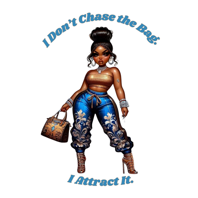 I Don’t Chase the Bag Blue & Gold Curvy Queen – DTF Heat Transfers #4 DTF Transfers Style Junction – Custom Digital Designs & Apparel