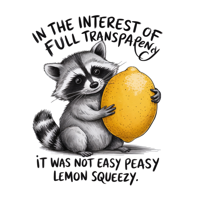Lemon Squeezy Raccoon Quote – DTF Heat Transfers DTF Transfers Style Junction – Custom Digital Designs & Apparel