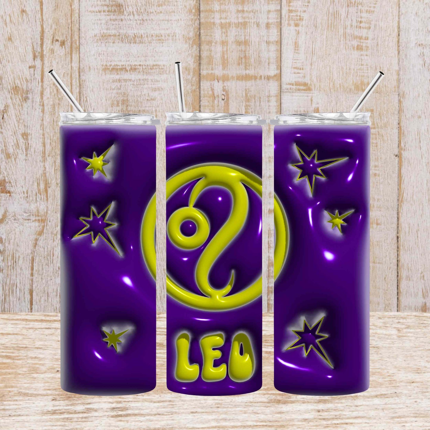 Zodiac Puff 3D Inflated 20oz Skinny Straight Tumblers Physical Tumbler Style-Junction Custom Designs & Prints Leo