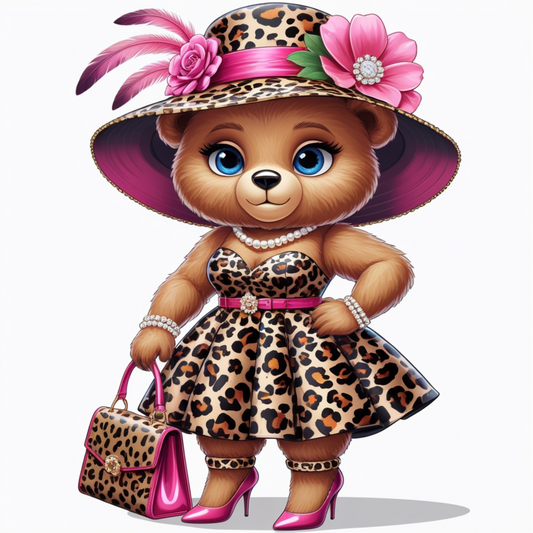 Leopard Stylish Glam Fashion Bear DTF Heat Transfers DTF Transfers Style Junction – Custom Digital Designs 1 Pocket 4 x 4