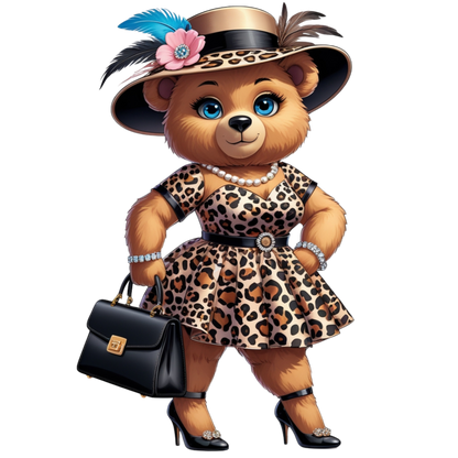 Leopard Stylish Glam Fashion Bear DTF Heat Transfers DTF Transfers Style Junction – Custom Digital Designs
